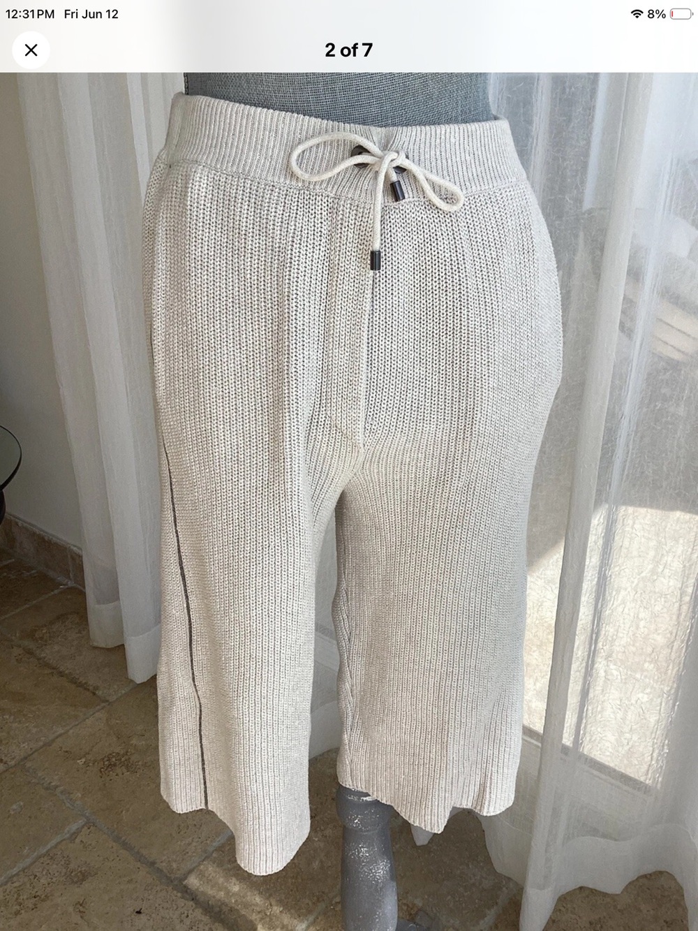 Brunello Cucinelli Sequin-embellished Monilli Tux English Rib Shorts Sz XS - Picture 4 of 8
